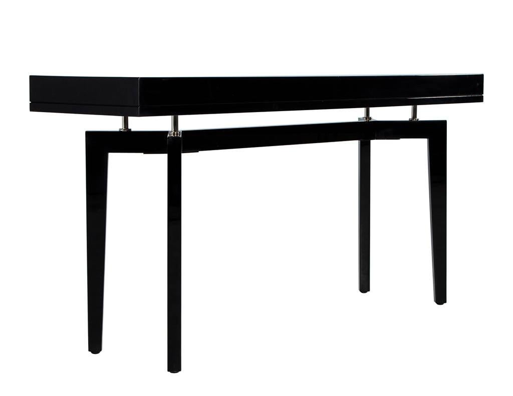 Pair of Modern Black Lacquered Console Tables For Sale at 1stDibs