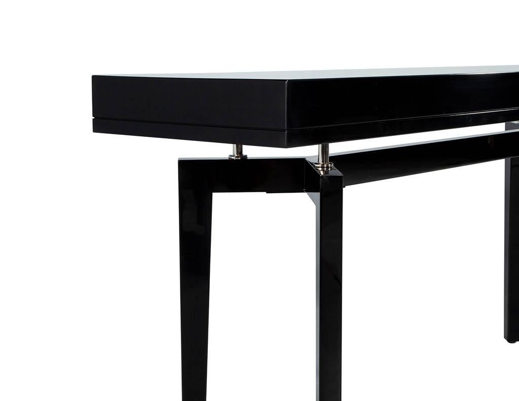 Pair of Modern Black Lacquered Console Tables 2