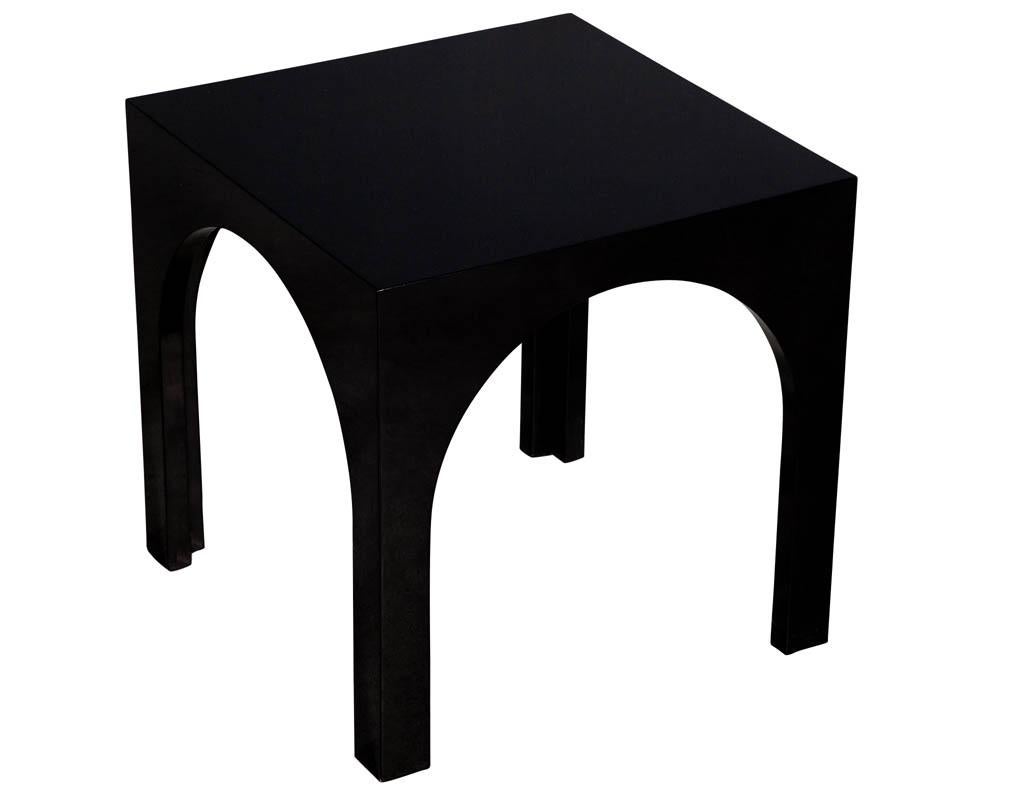 American Pair of Modern Black Lacquered Polished End Tables For Sale