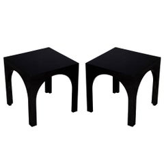 Pair of Modern Black Lacquered Polished End Tables