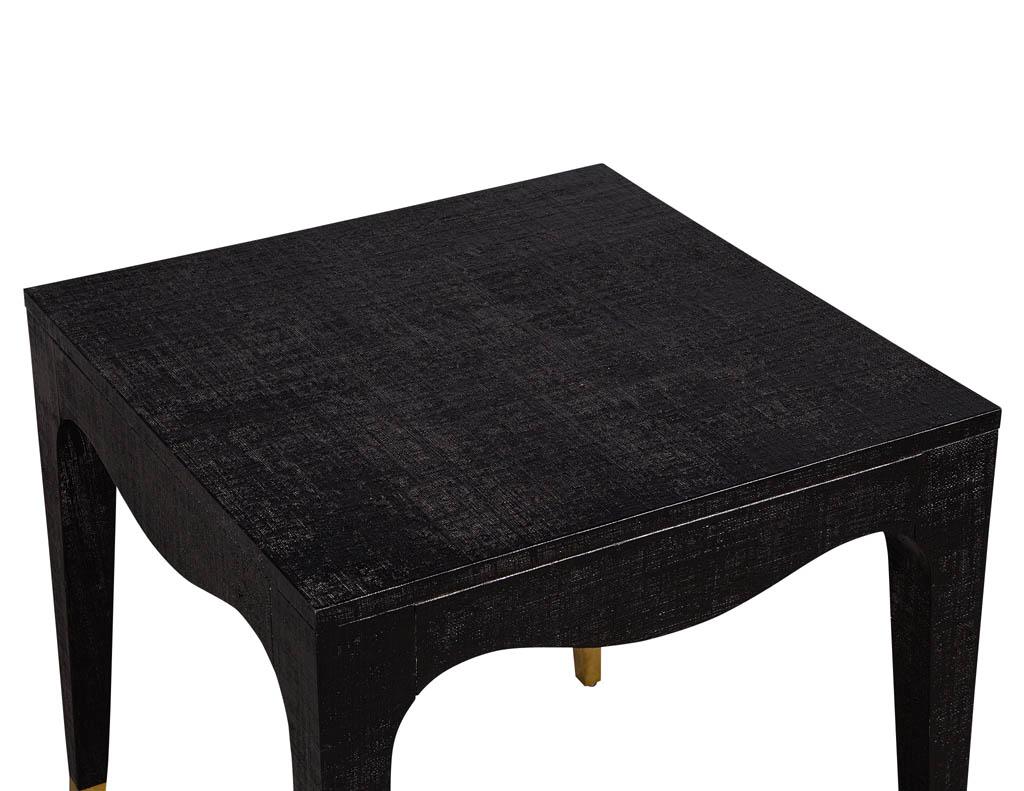 Pair of Modern Black Linen Clad Side Tables In Excellent Condition In North York, ON