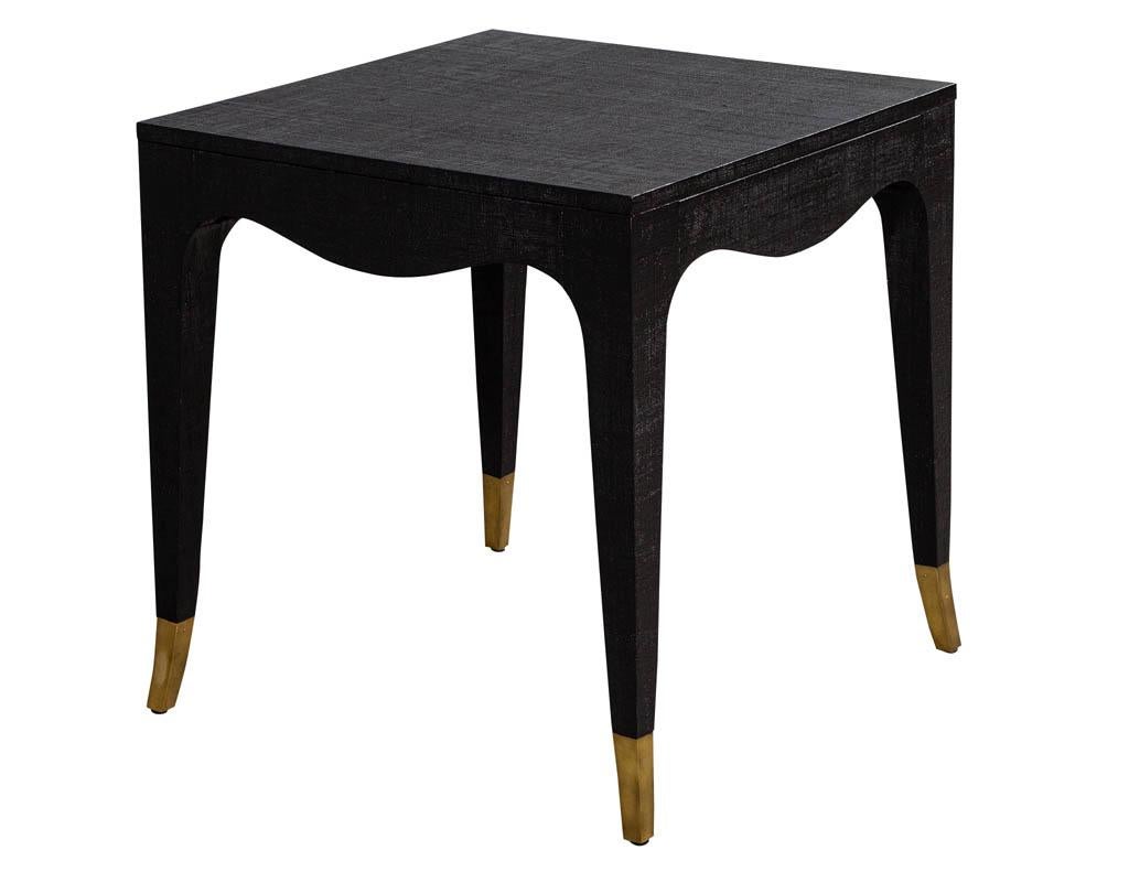 Pair of Modern Black Linen Clad Side Tables 1