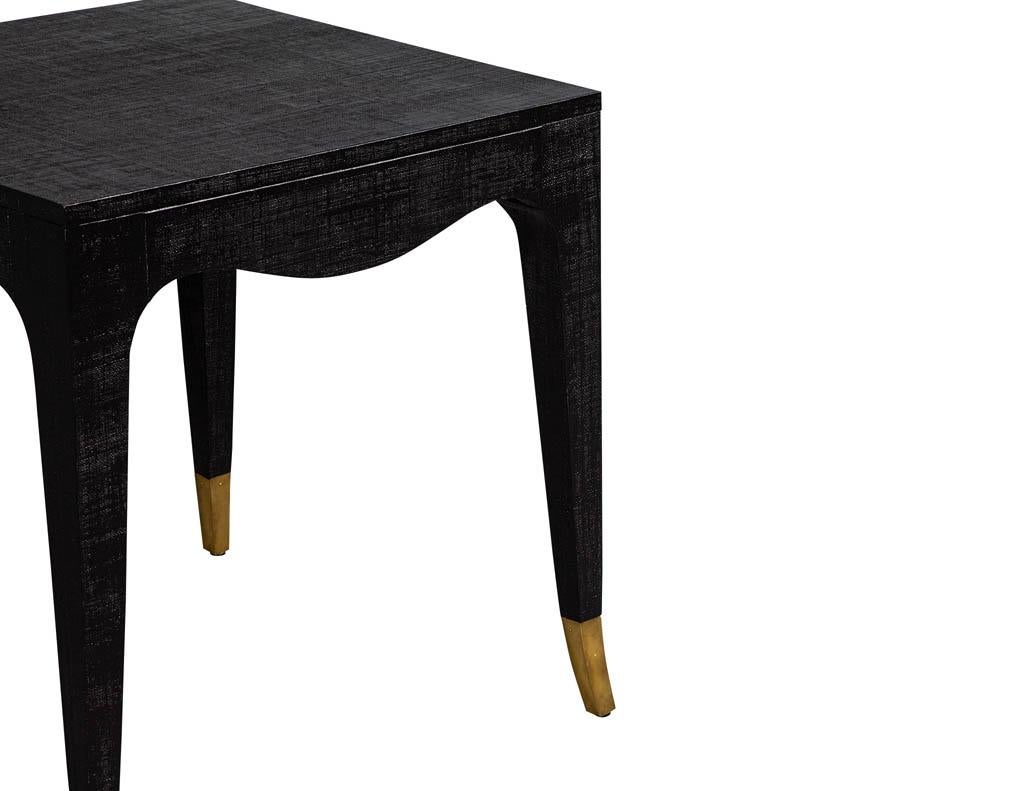 Pair of Modern Black Linen Clad Side Tables For Sale 2