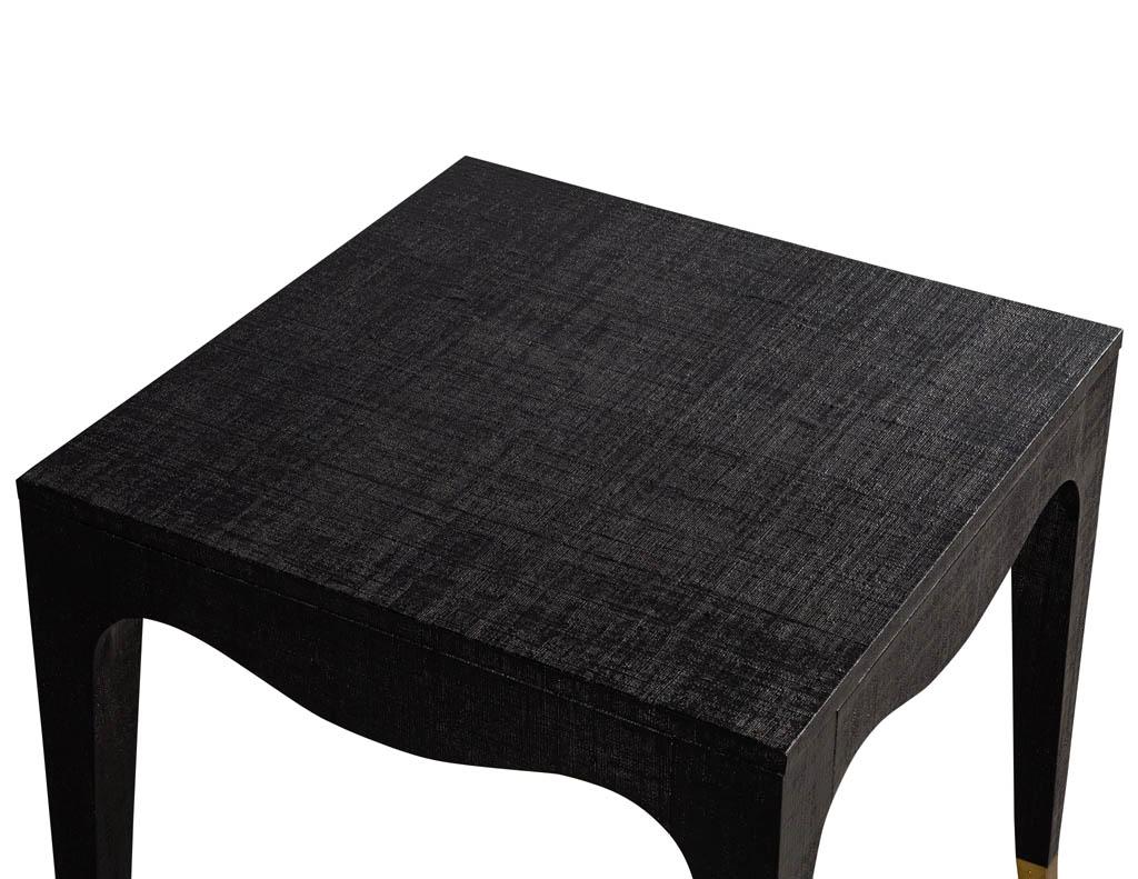 Pair of Modern Black Linen Clad Side Tables 3