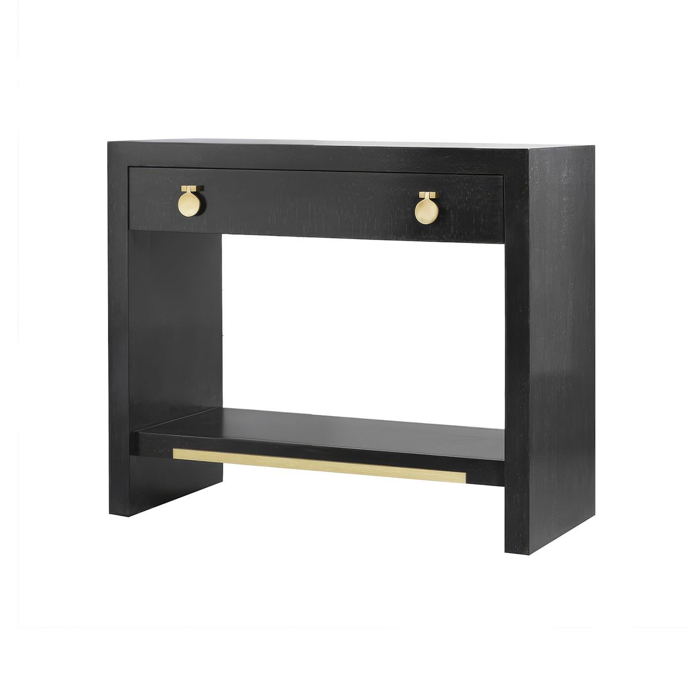 Mid-Century Modern Pair of Modern Black Nightstands For Sale
