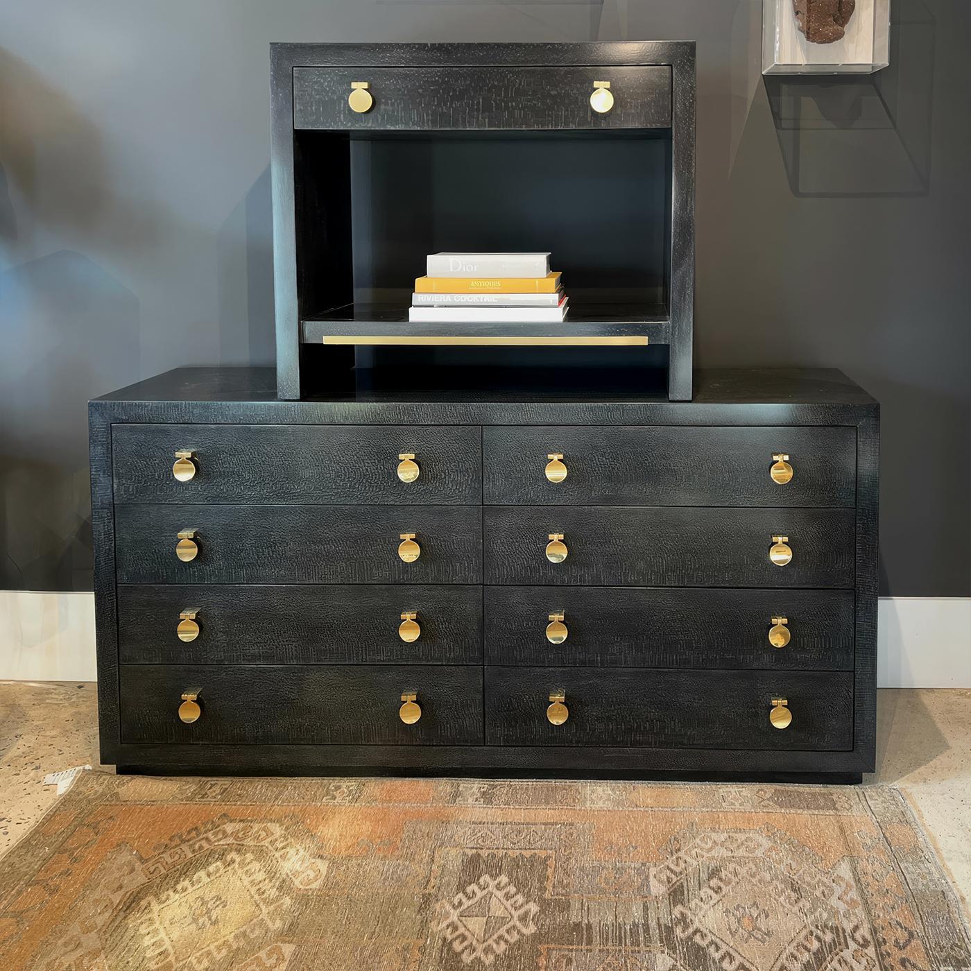 Vietnamese Pair of Modern Black Nightstands For Sale