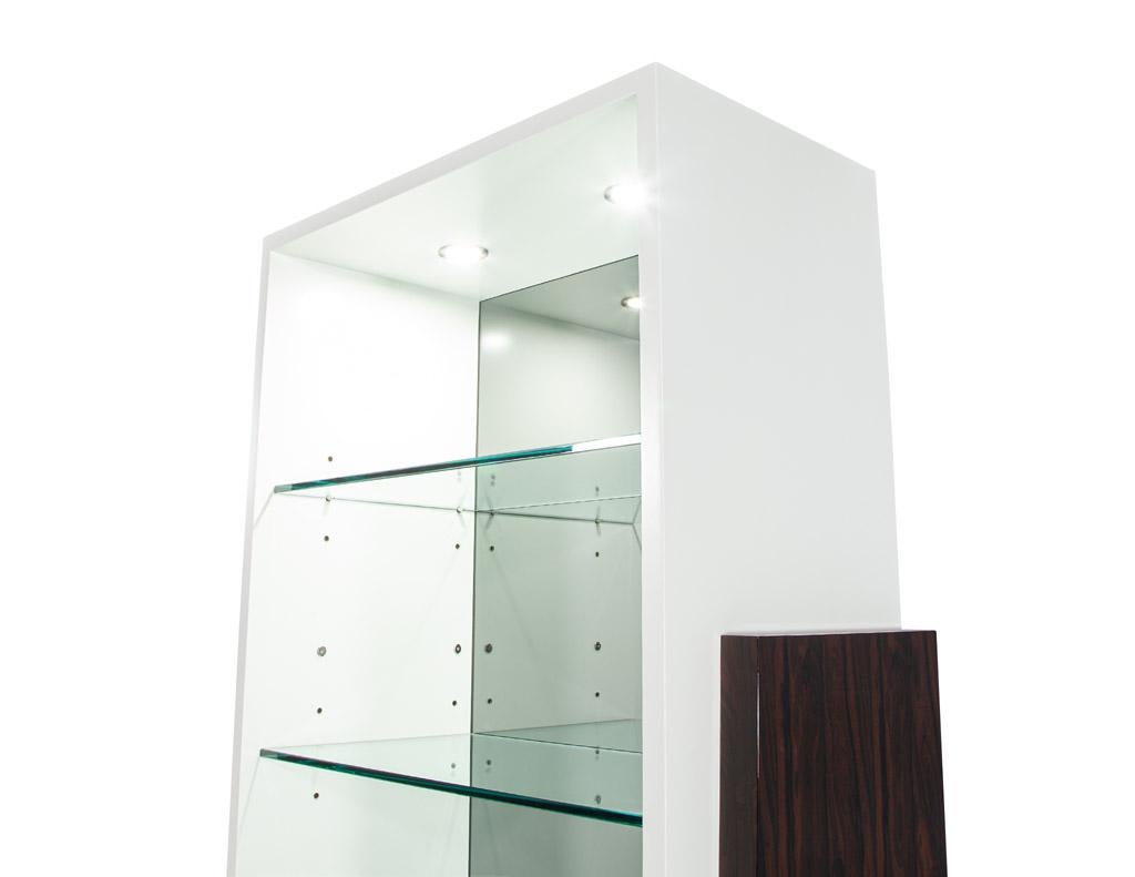 Pair of Modern Bookcase Display Cabinets in Ziricote Wood For Sale 4