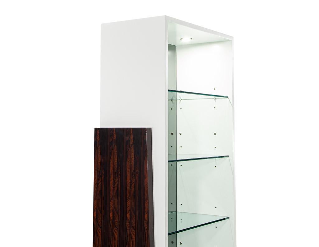 Pair of Modern Bookcase Display Cabinets in Ziricote Wood For Sale 5