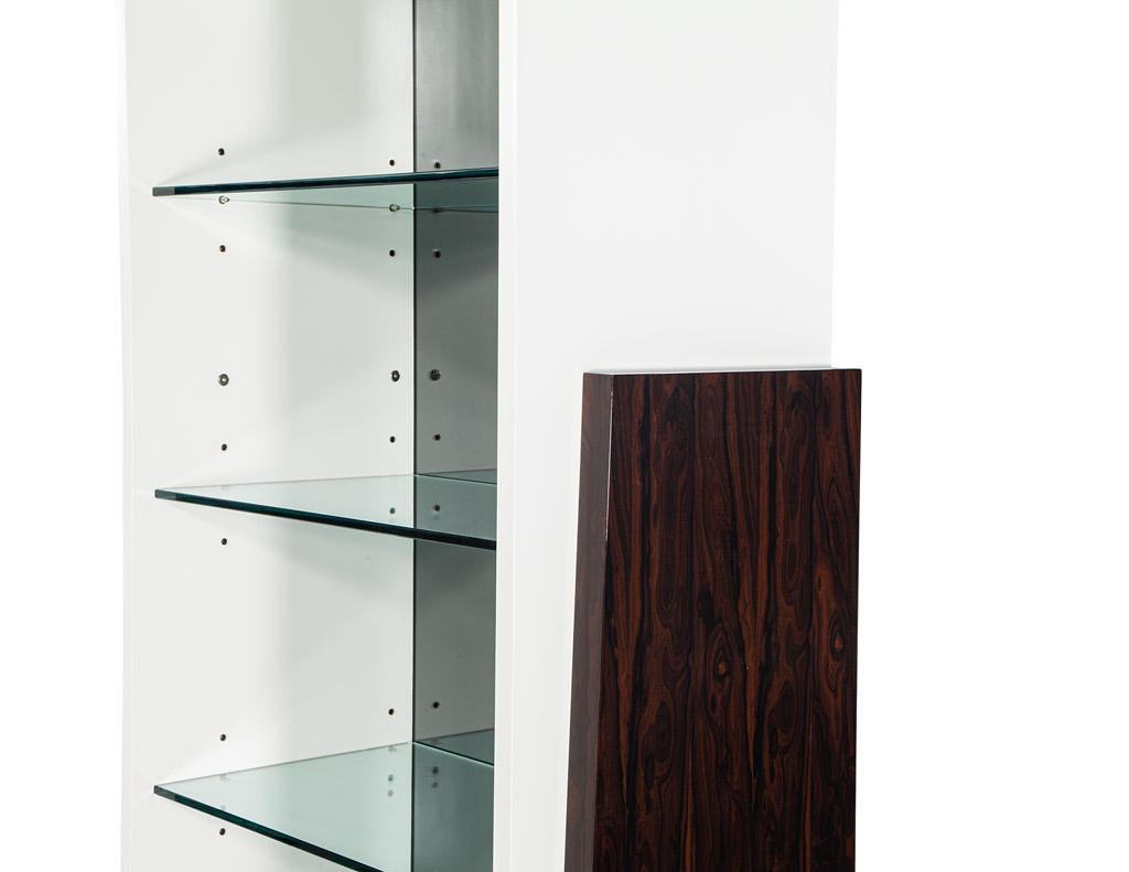 Pair of Modern Bookcase Display Cabinets in Ziricote Wood For Sale 8