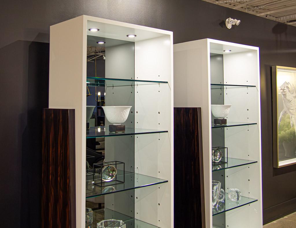 Contemporary Pair of Modern Bookcase Display Cabinets in Ziricote Wood For Sale