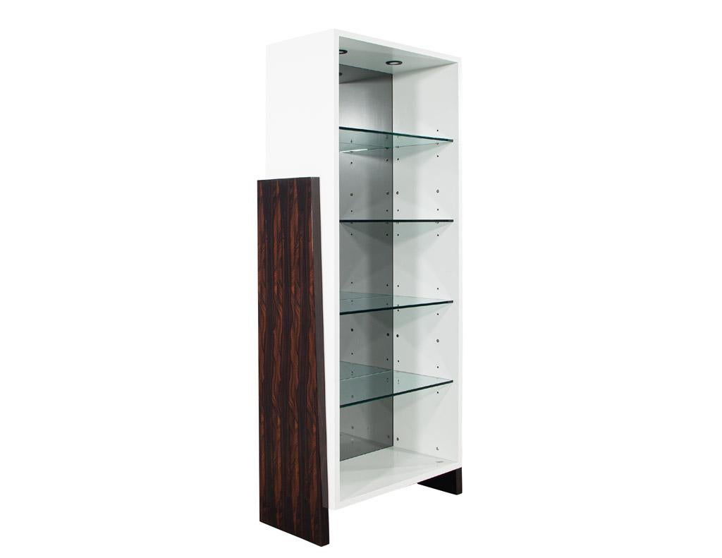 Glass Pair of Modern Bookcase Display Cabinets in Ziricote Wood For Sale