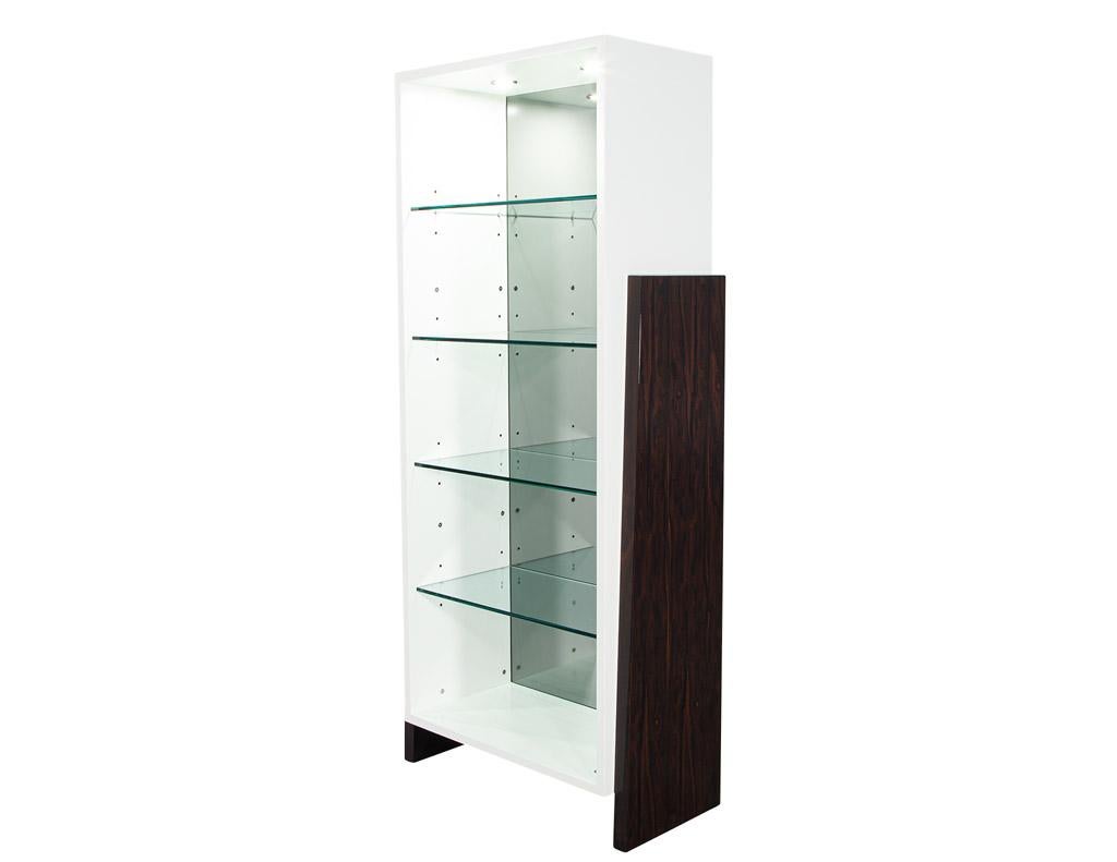 Pair of Modern Bookcase Display Cabinets in Ziricote Wood For Sale 1