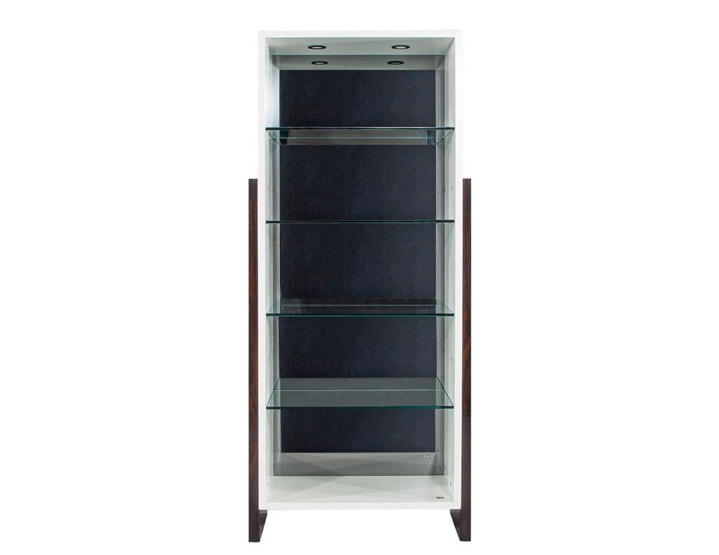 Pair of Modern Bookcase Display Cabinets in Ziricote Wood For Sale 2