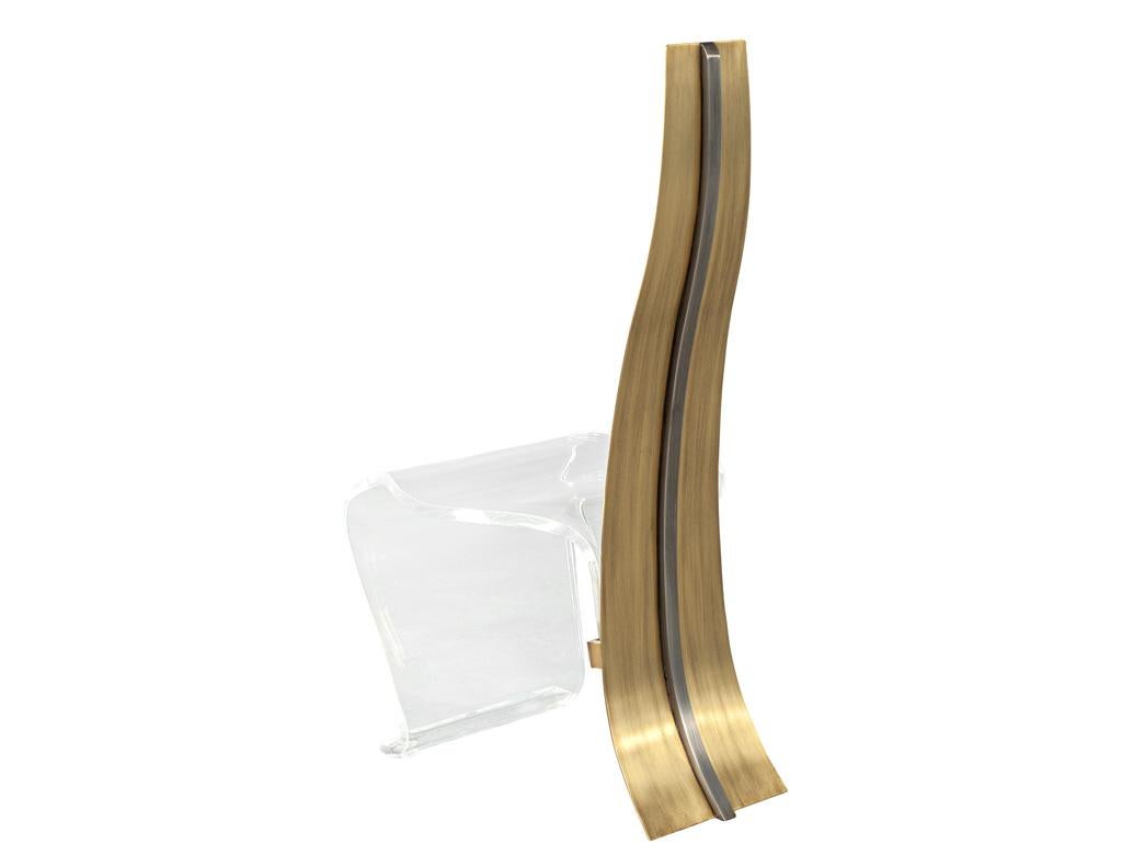 Pair of Modern Brass and Acrylic Accent Chairs For Sale 9
