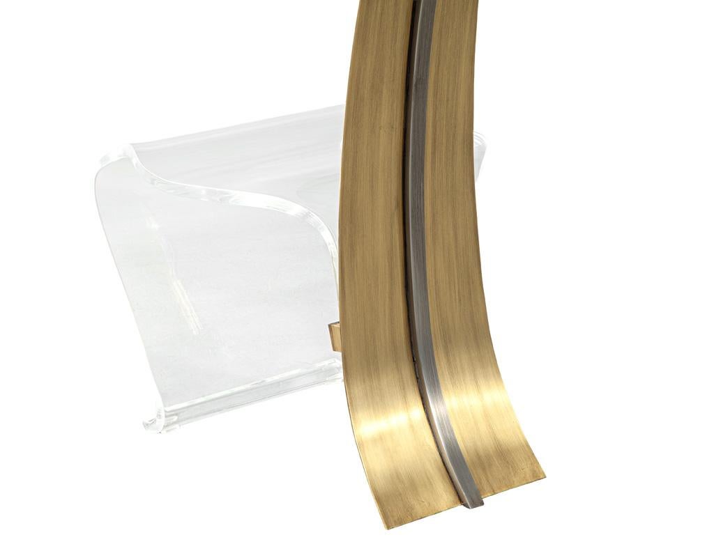Pair of Modern Brass and Acrylic Accent Chairs For Sale 10