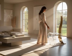 Pair of Modern Brass and Acrylic Accent Chairs