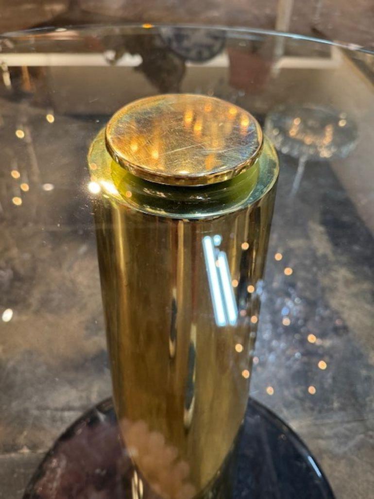 Pair of Modern Brass and Black Lacquered Tables with Glass Tops For Sale 1