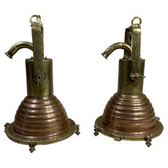 Moderne Messing- und Kupfer-Keramik- und Bar-Pendelleuchten, Paar