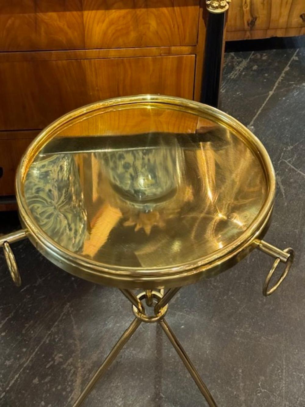 20th Century Pair of Modern Brass Drink Tables after Jean Michael Frank For Sale