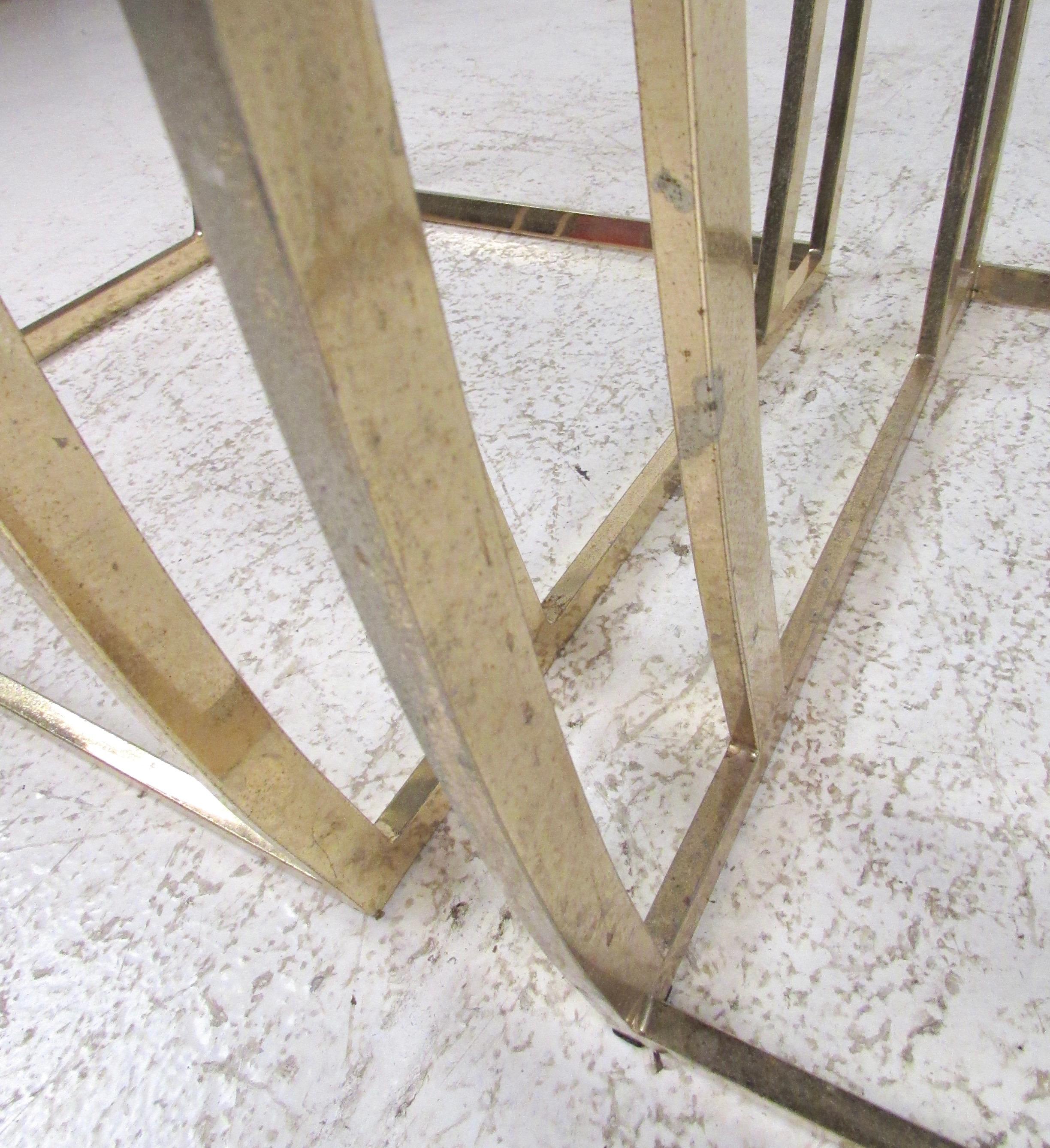 Pair of Modern Brass Finish End Tables For Sale 6