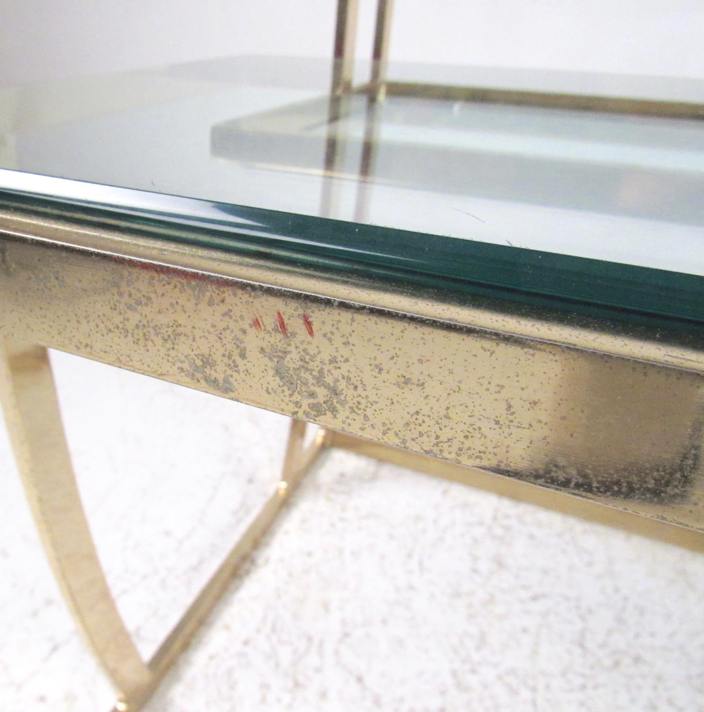 Pair of Modern Brass Finish End Tables For Sale 8