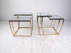 Pair of Modern Brass Finish End Tables