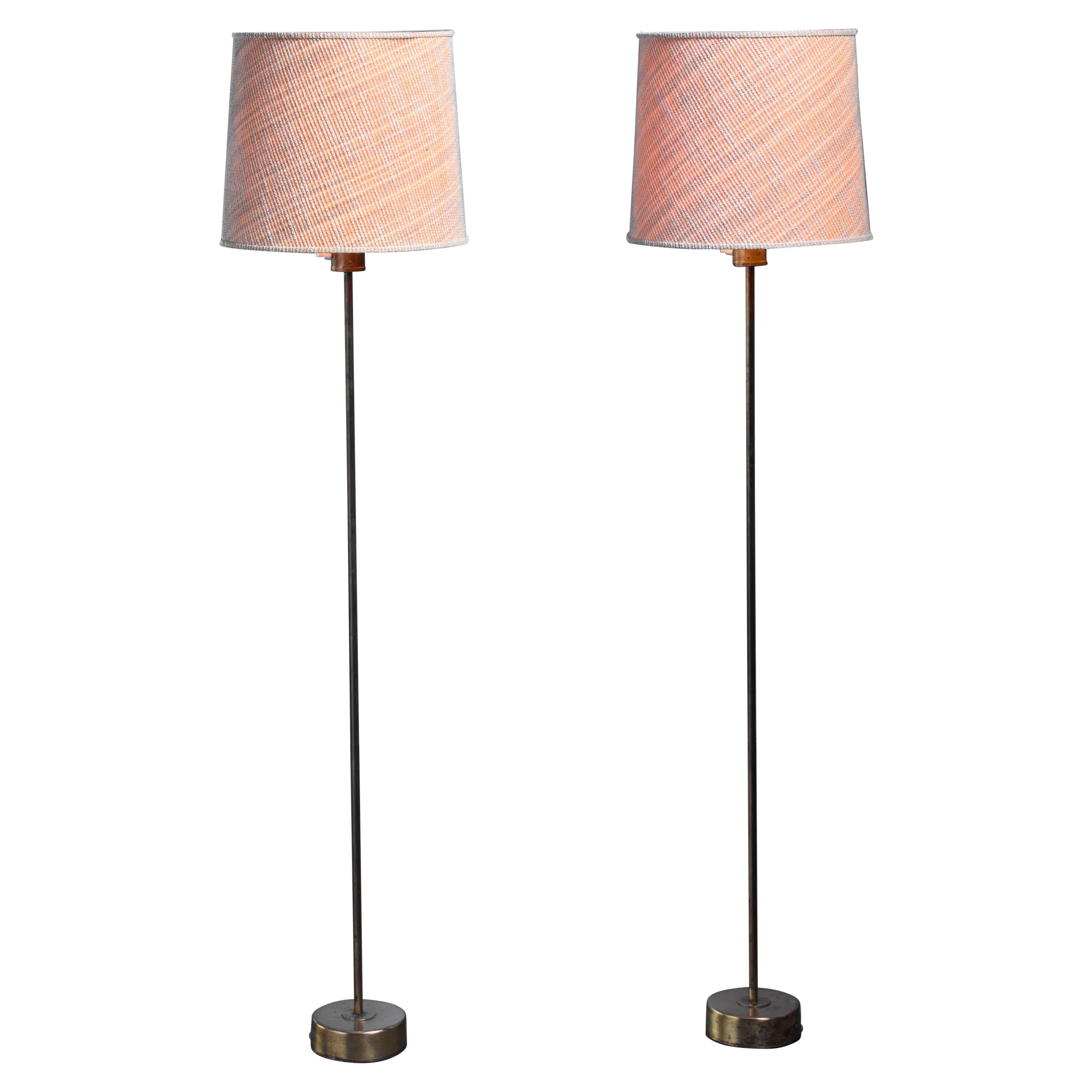 Pair of Modern Brass Floor Lamps