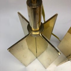 Jean Michel Frank Style Pair of "Croisillon" Brass Lamps