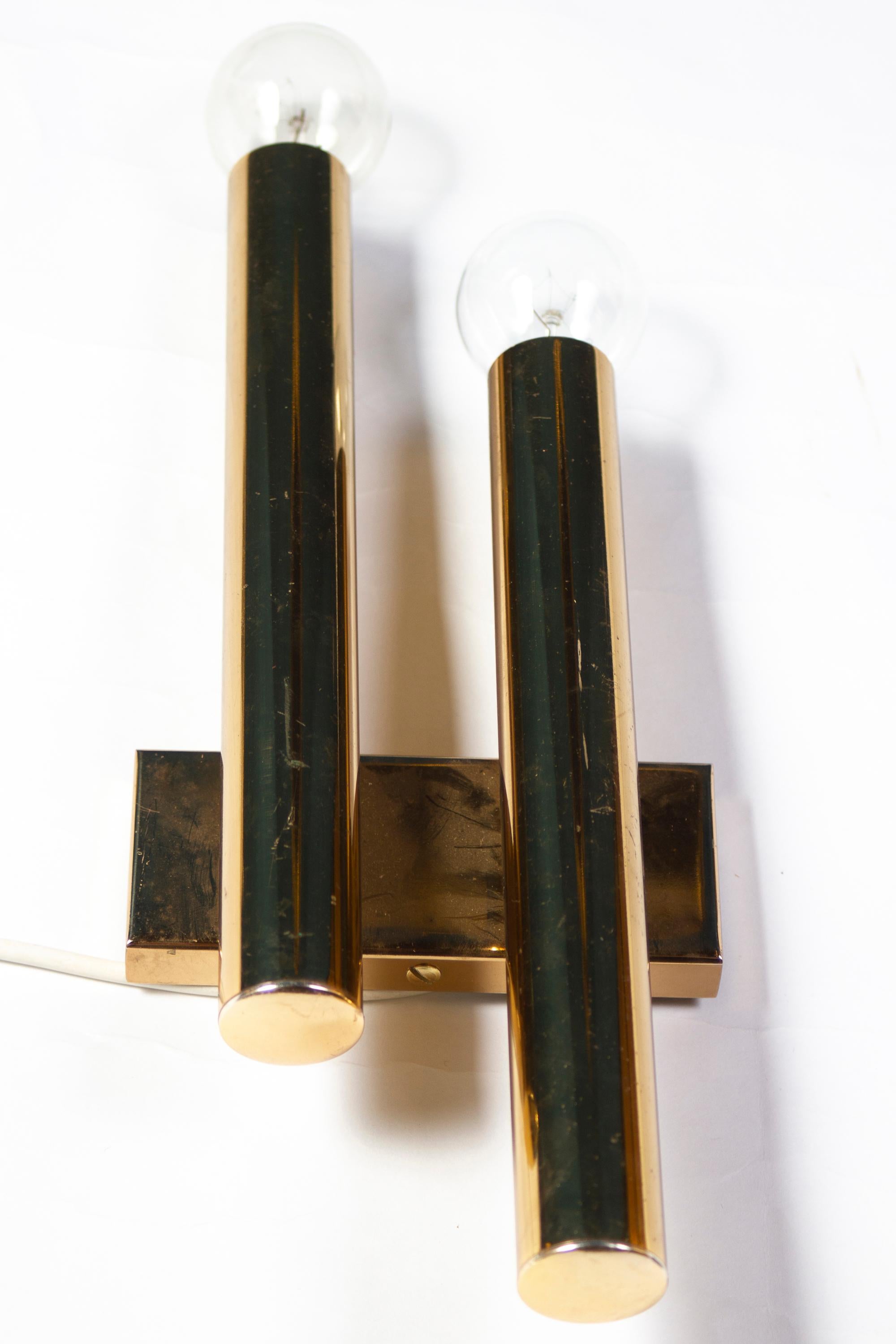 Pair of Modern Brass Sconces Attributed to Gio Ponti 1970 For Sale 6