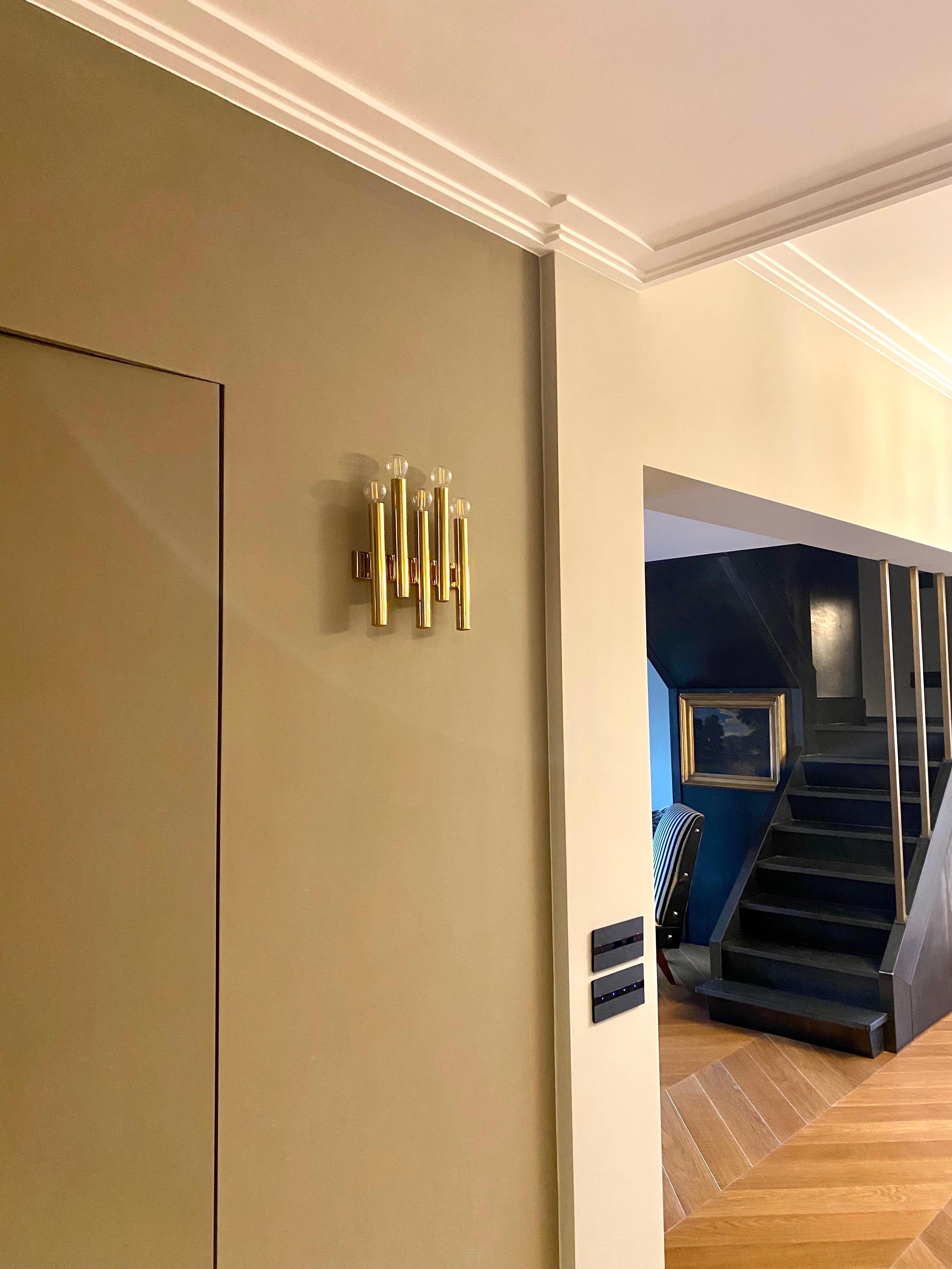 20ième siècle Paire d'appliques modernes en laiton attribuées à Gio Ponti 1970 en vente