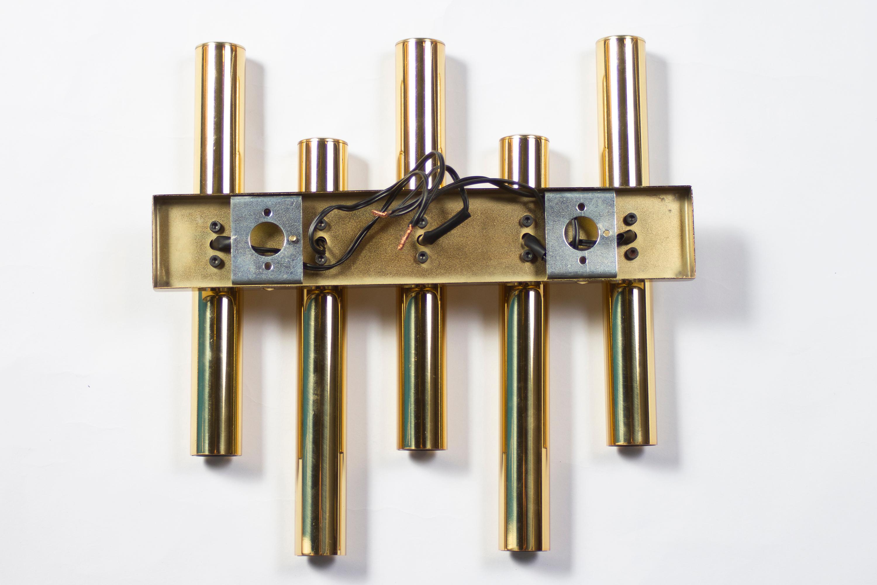 Pair of Modern Brass Sconces Attributed to Gio Ponti 1970 For Sale 3