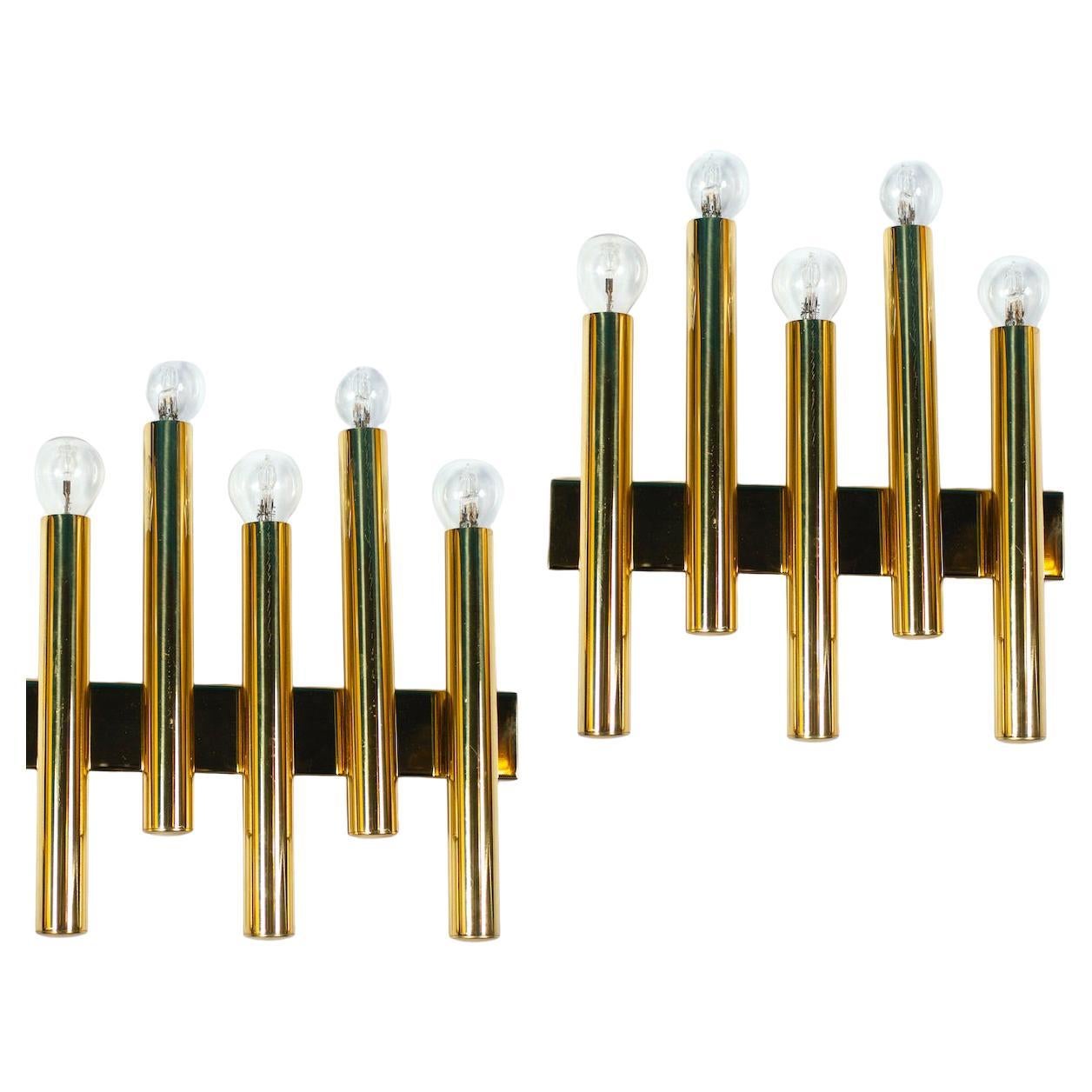 Coppia di lampade moderne in ottone attribuite a Gio Ponti 1970