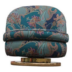 Pair of Modern Brass Tilt Swivel Teardrop Chairs by Milo Baughman COM