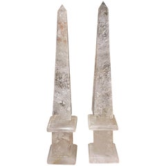 Pair of Modern Brazilian Rock Crystal Obelisks