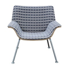 Pair of Modern Brian Kane for Herman Miller Swoop Lounge Chairs in Navy & White