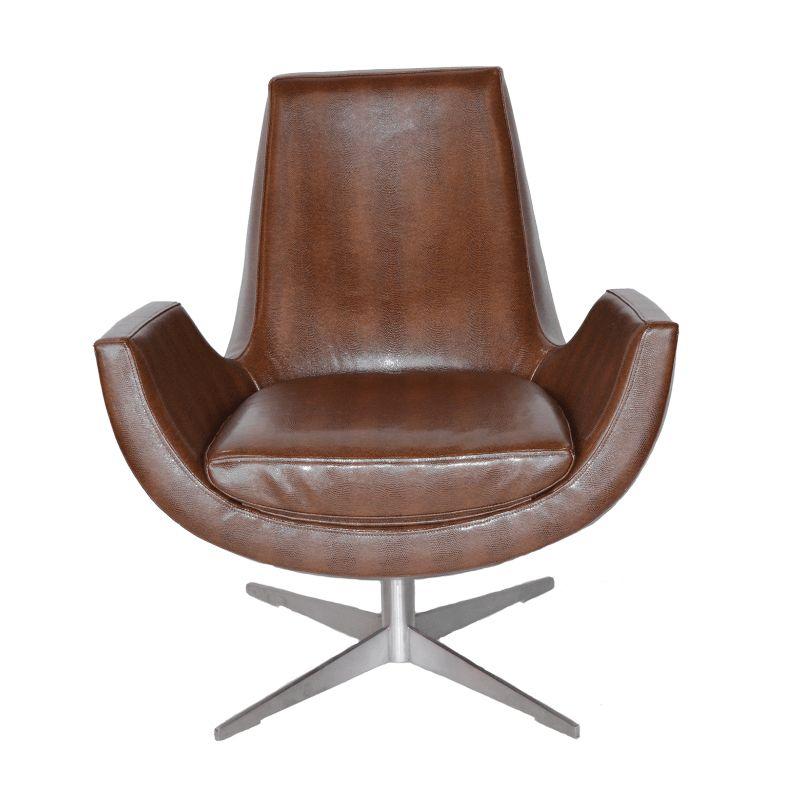 20th Century Pair of Mid-Century Brown Leather Chairs Newly Upholstered For Sale