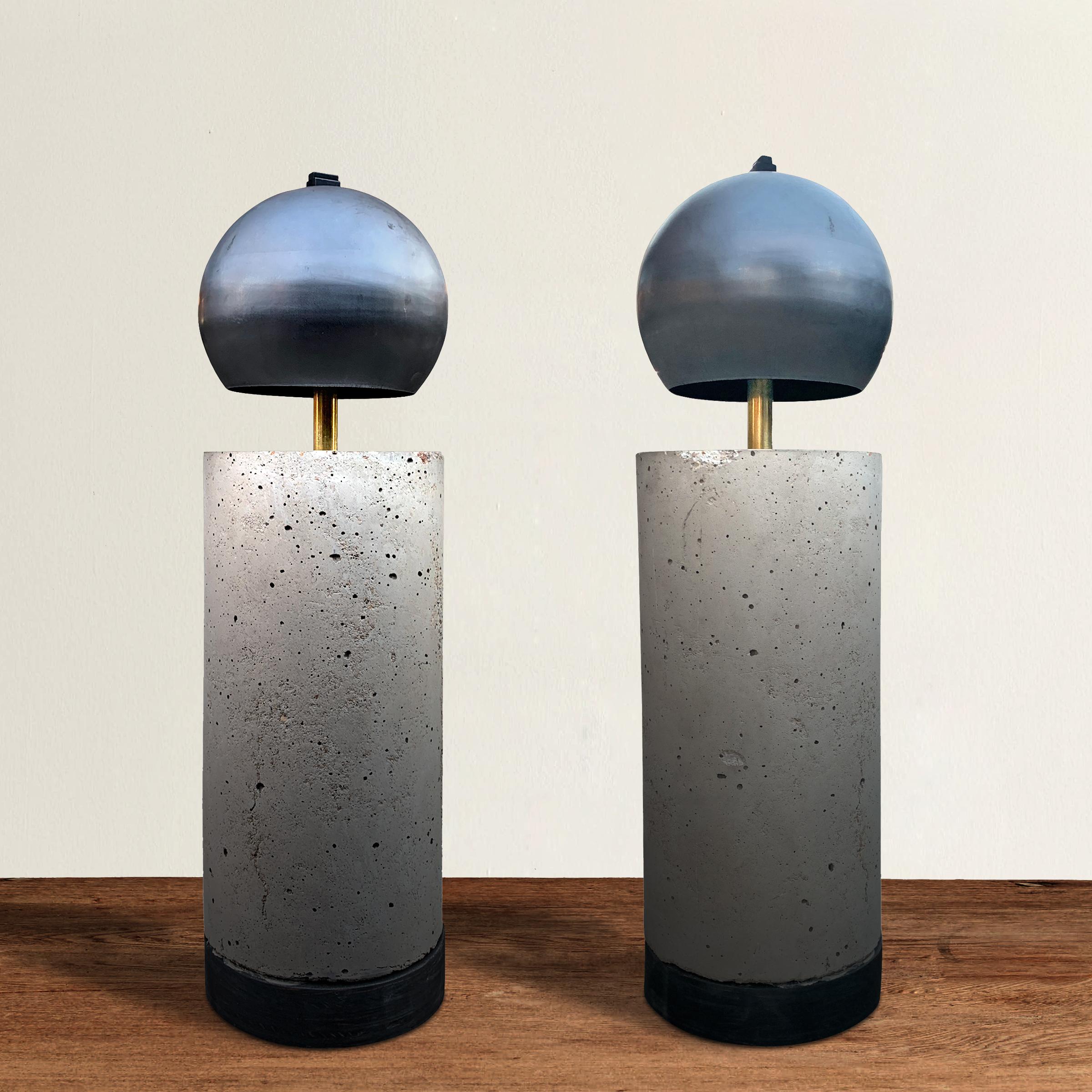 American Pair of Modern Brutalist Lamps For Sale