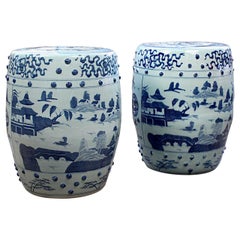 Pair of Modern Canton Chinese Export Porcelain Garden Seats