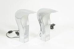 Pair of Modern Cesare Casati "Pelota" Mirror Chrome Table Lamps, Italy, 1970s