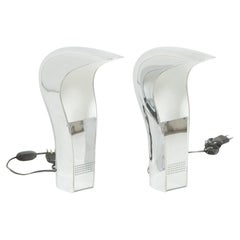 Pair of Modern Cesare Casati "Pelota" Mirror Chrome Table Lamps, Italy, 1970s
