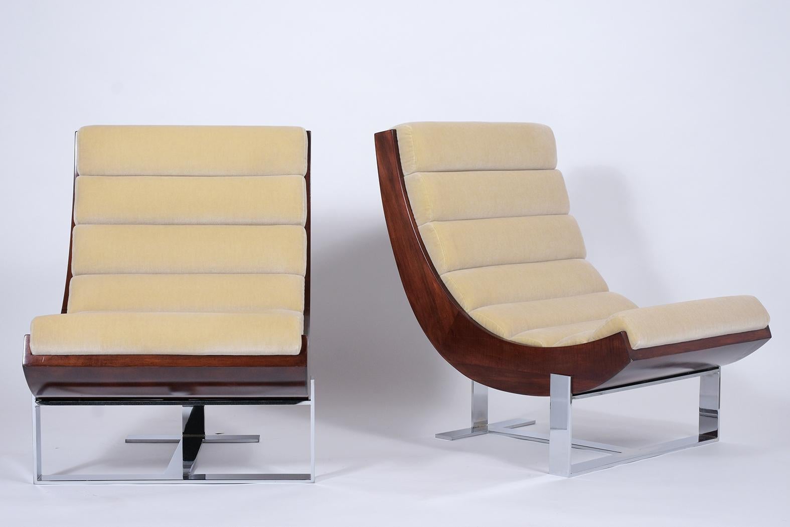 Mid-Century Modern Pair of Modern Channel Lounge Chairs