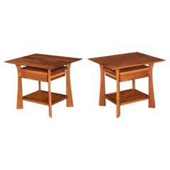 Pair of Modern Cherry Nightstand Tables by Hardwood Artisans circa 2003