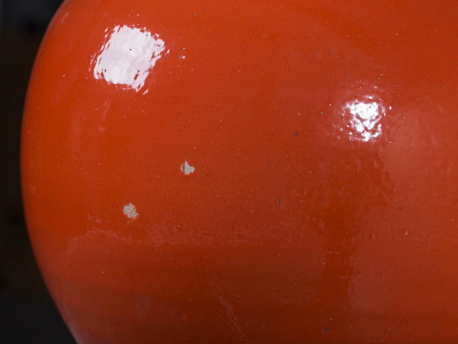 Pair of Modern Chinese Glazed Ceramic Orange Vases from China 4