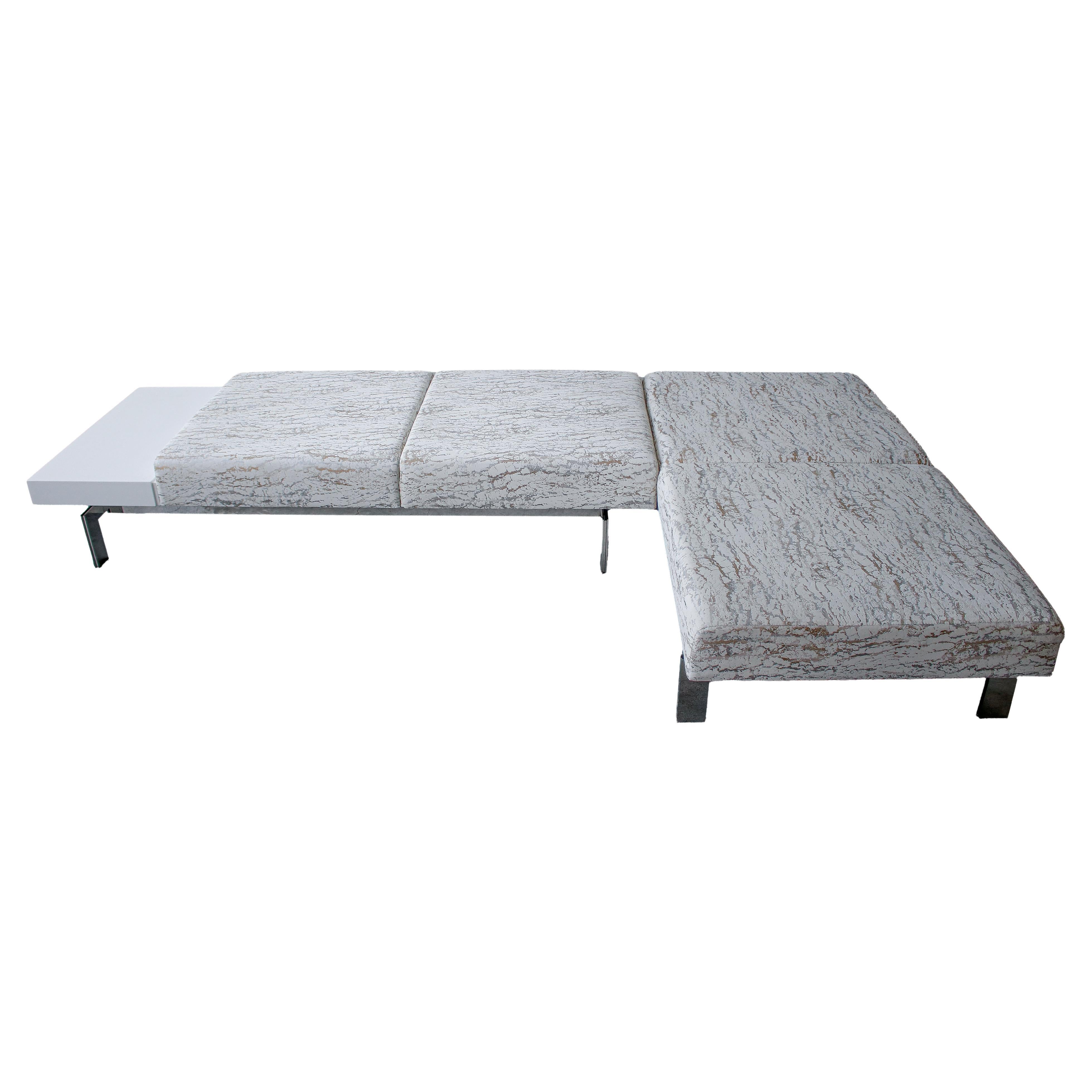 Pair of Modern Chrome Stainless Steel Benches For Sale