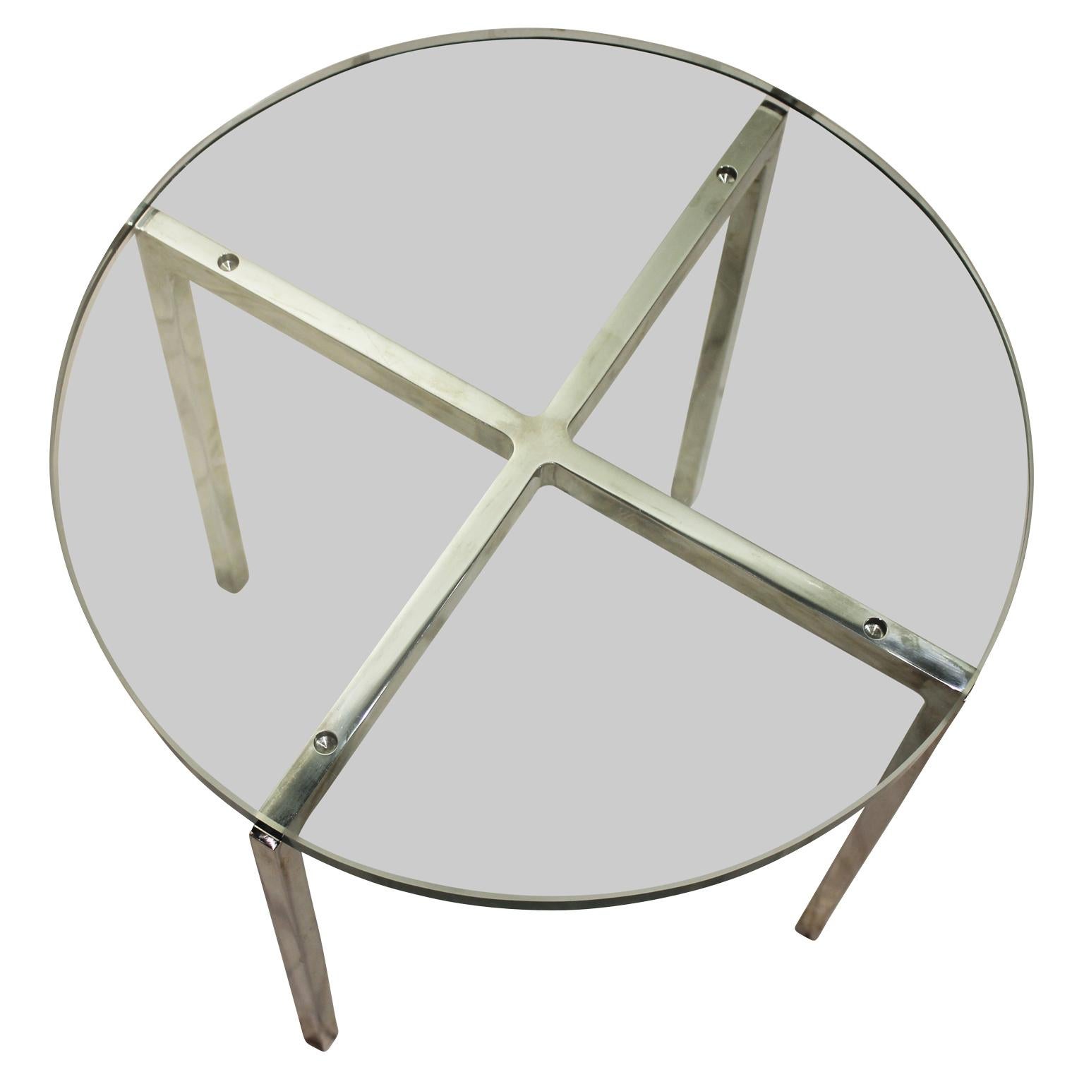 North American Pair of Modern Circle Glass Chrome Nico Zographos Side Table