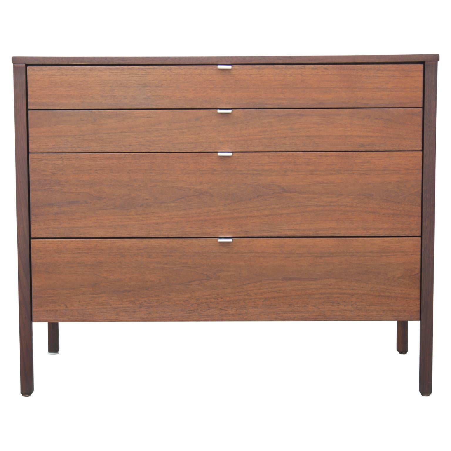 Mid-20th Century Pair of Modern Clean Lined Knoll Walnut Bachelor's Chests