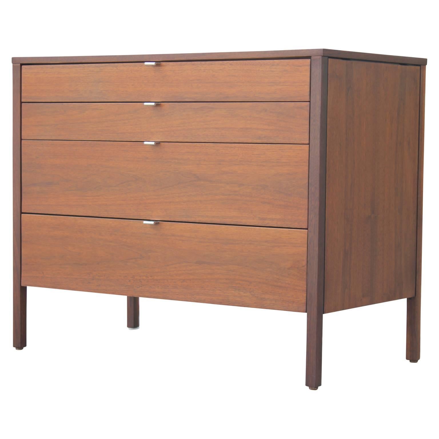 Pair of Modern Clean Lined Knoll Walnut Bachelor's Chests 1