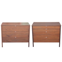Pair of Modern Clean Lined Knoll Walnut Bachelor's Chests