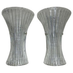 Pareja de apliques modernos de cristal de Murano texturizado transparente