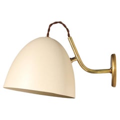 Pair of modern cocotte style wall lights in lacquered metal and brass